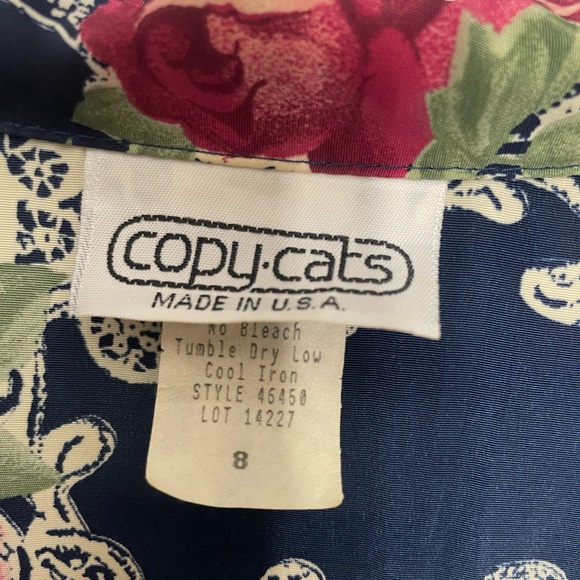 VINTAGE Copy Cats Woman Button Up Blouse Floral Rose Pattern Size 8 - Picture 7 of 8
